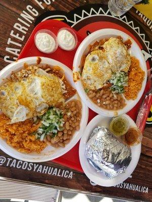 2 orders of chilaquiles and a torta