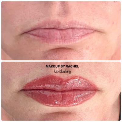 Lip blush tattoo before and after