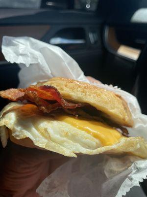 Bacon, egg and cheese Biscuit sandwich