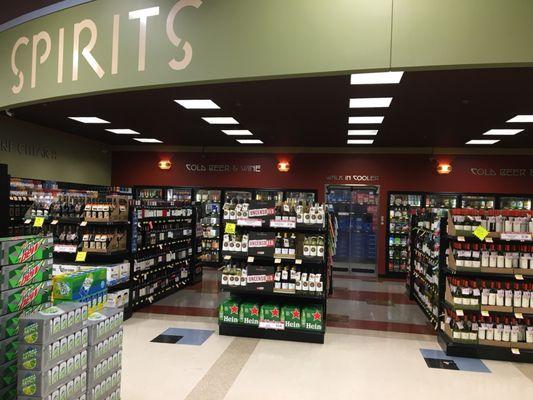 The alcohol section. Note the walk-in cooler in the back for beer!