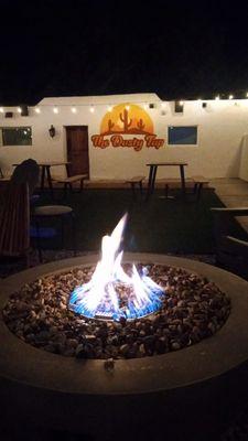 We've got a fire pit to cozy up next to along with a heated patio for cooler weather