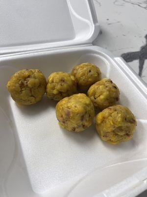 Mofongo balls, they were alright I just wished they had bigger cups for the sauce