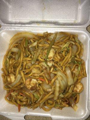 Shrimp lo Mein- I asked for veg lo mein but it's all good. Looks delicious