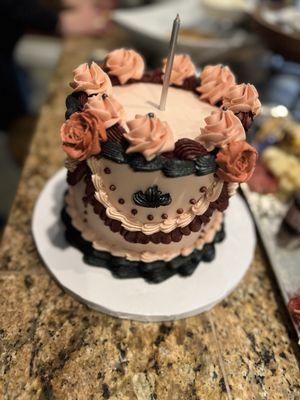 Victorian inspired birthday cake, buttercream frosting and funfetti yellow cake