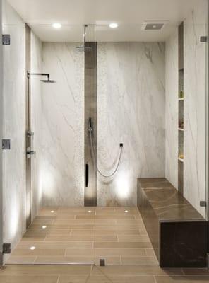 Glass Shower Door + Panel with Crystal Clear Glass