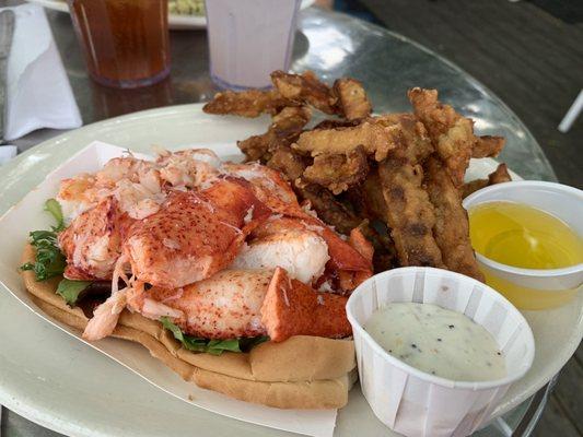 Lobster roll with eggplant fries