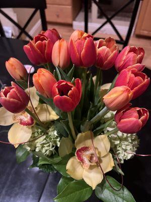 Tulips orchids and hydrangeas