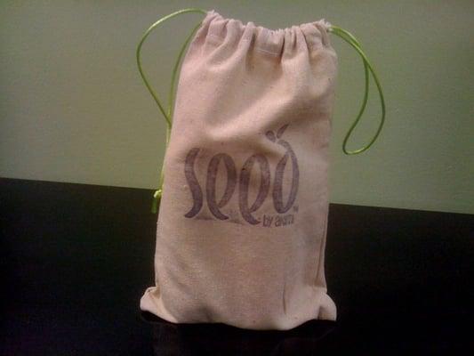 seedbyakimi products in an eco-friendly, biodegradable/reusable gift bag