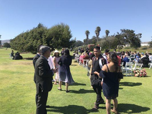 Gathering for wedding ceremony