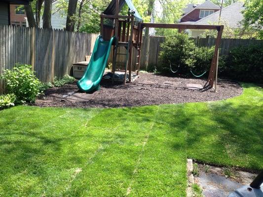 New sod and playground mulch