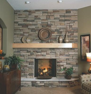 Boulder Creek Western Ledge Stak - Mustang with a Heat-N-Glo Fireplace.