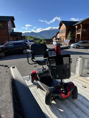 Scooter up in our Truck, dropped off at a cabin