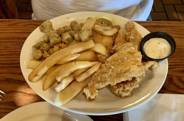 friday fish fry with steak fries & fried okra