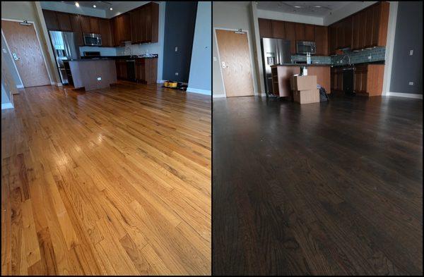 South Loop - Sand, Stain, Refinish - Jacobean stain