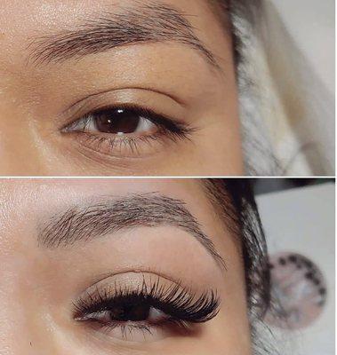 Volume lashes + brow wax