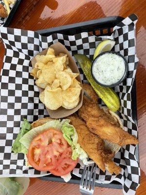 Fried Fish Sandwich With Chips