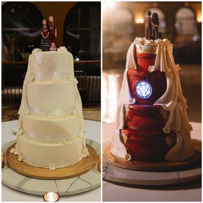 The two sides of our Iron Man themed cake