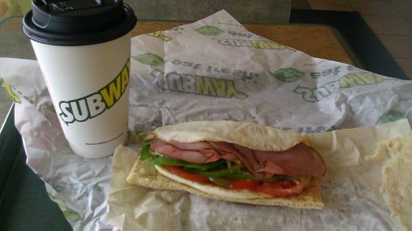 Black forest ham with american white cheese and egg white on flat bread, so delicious