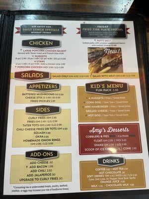 Updated menu