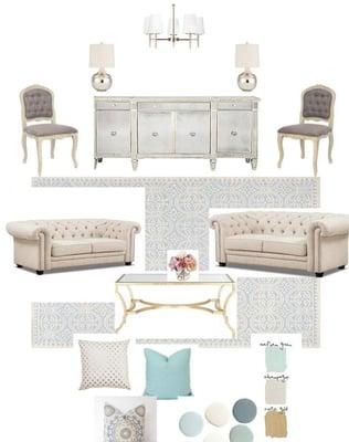 E-design glamour living room