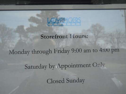 Ladyfingers storefront hours