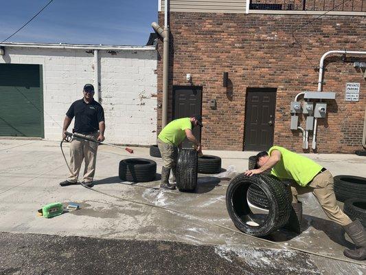 Small job request to clean workout tires for Fusion Integrated Training fitness studio.