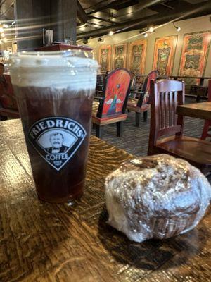 Cold brew and dark chocolate muffin