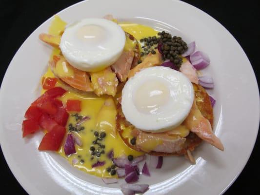 House smoked salmon benedict