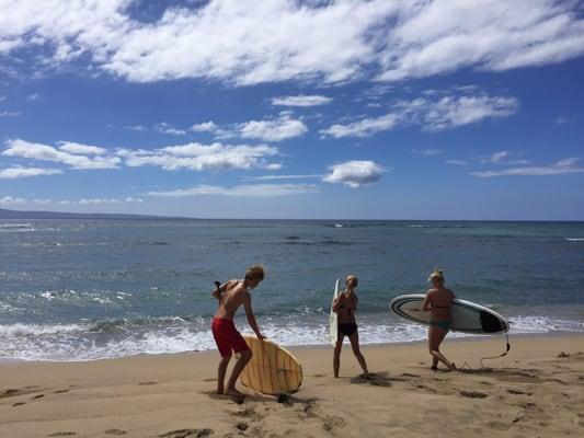 Kids on boards.