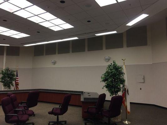 A recent project install of fabric covered acoustical wall panels in a school district's large board room. Audio was an issue.