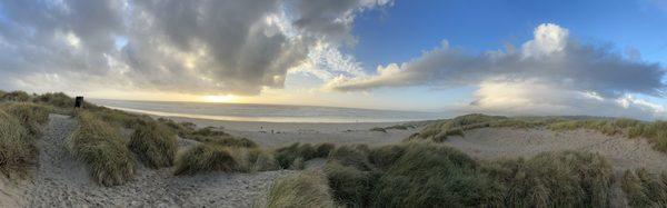 Walking to the beach through the dunes