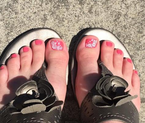 Beautiful pedi art design at Nail Spa O.C. Thanks Trish.  T. Norris