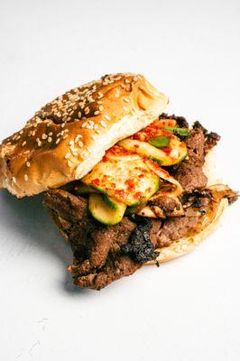 Seoul beef slawich (Bulgogi and spicy cucumber slaw)