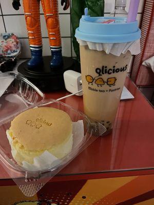 Biscoff Cookie Bubble Tea and Japanese Cheesecake