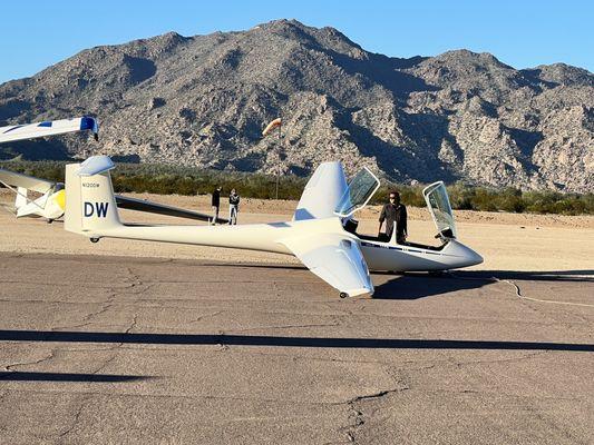 Going for an aerobatic ride. This is probably the glider you'll go up in.