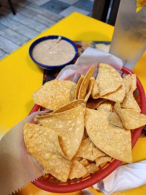 Chips and Bean Dip. They were not the best chips.