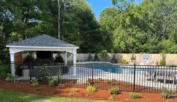 Ameristar Echelon Plus ornamental aluminum pool fence - installed by Fensu, Inc.