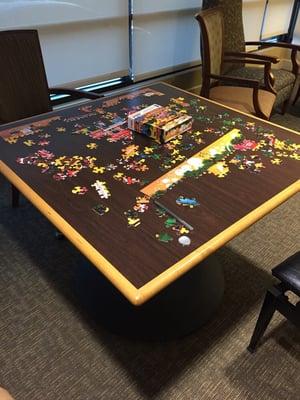 Puzzle table is fun.