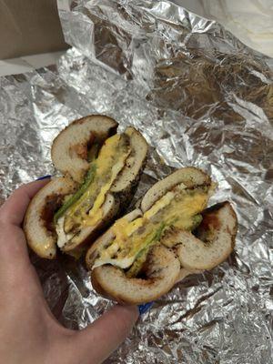 hasbrown egg and cheese with avocado