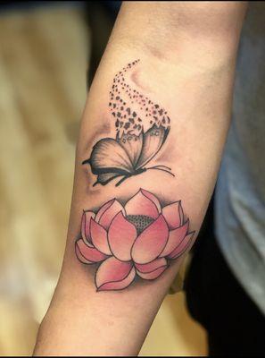 Butterfly with lotus flower