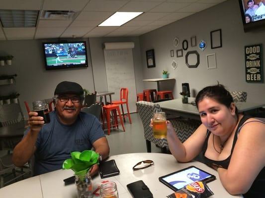 My bro and niece enjoying Rise of Rio and Pineapple Cider.