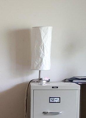 this lamp never came back.  the file cabinet came back damaged.