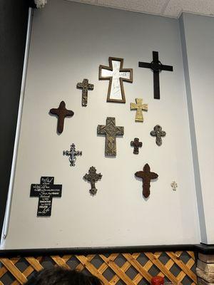 Crosses on the wall-Praise God!