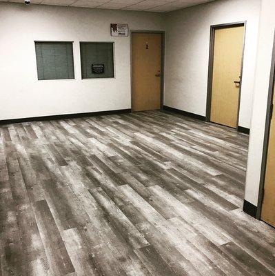 20 mil glue-down vinyl plank at a new medical building in Lancaster! Turn any room from DRAB to FAB with a floor like this!