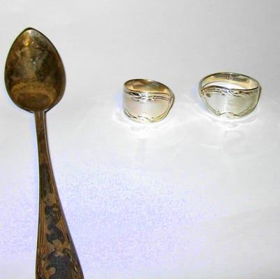 His and Hers wedding bands made out of silver spoon handles