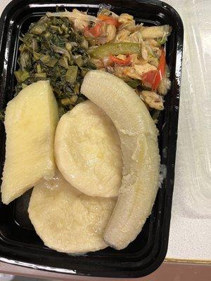 Callaloo and Saltfish Meal with boiled provision