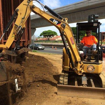 Burying the open trench and brand new plumbing...