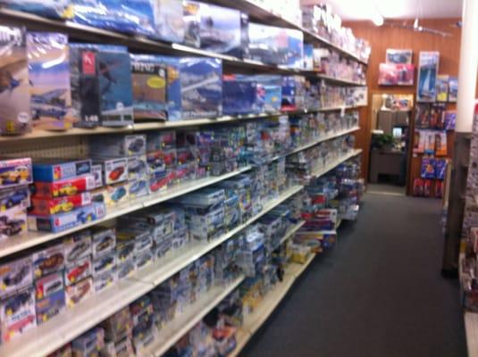 Vast selection of plastic model kits and supplies.