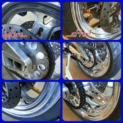 '01 Yamaha R1 billet rims. (Before and after)