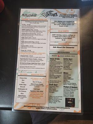 Back of menu